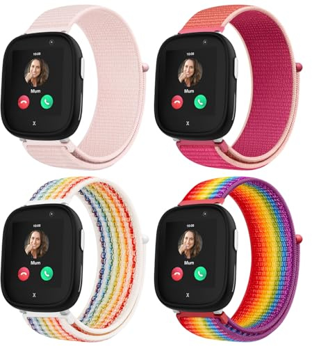 Raradev 4 Stück Kinder Nylon Loop kompatibel mit Xplora X6 Play Armband, 20mm Weiche, verstellbare Klettriemen, die einfach zu tragen sind für Xplora X6 Play/ X6 Pro/Anio6/Anio5, Mädchen,Jungen