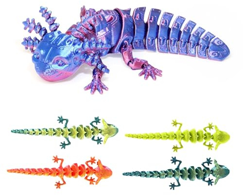 AMBEERT 5PCS 3D Printed Axolotl, Axolotl Toy, 3D Printed Animals, Toys, Sensory Stimulation and Collectibles, Includes 1 Large 13cm and 6 Small 5cm Figures