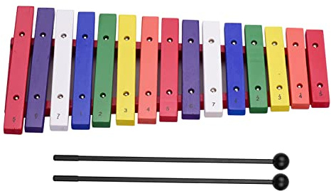 Zerodis Xylophon-Glockenspiel aus Holz mit 15 Tönen und 2 Schlägeln, Farbenfrohes Musikinstrument für Kinder, Kleinkinder und Erwachsene, 43 cm Großes Pädagogisches Perkussionsspielzeug für Frühes