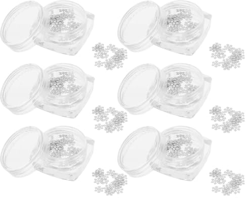 ORFOFE 6 Schachteln Kleiner Schneeflocken Nageldekorationen aus Weißem Plastik Glitzernde Selbstgemacht Nagelanhänger für Winter Bastelprojekte und Maniküre