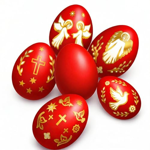 2 pcs Greek Red Easter Egg Dye – Up to 40 Eggs - Red Color for Easter Eggs Decorations – 2 Pack Egg Dye Easter + 1 Decorative Sticker Sheet, Orthodox Non Toxic Easter Egg Dye