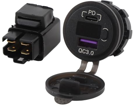 RASTKY Cargador USB para Motocicleta, Carga Rápida Resistente Al Agua para VersysX300, Material ABS Negro