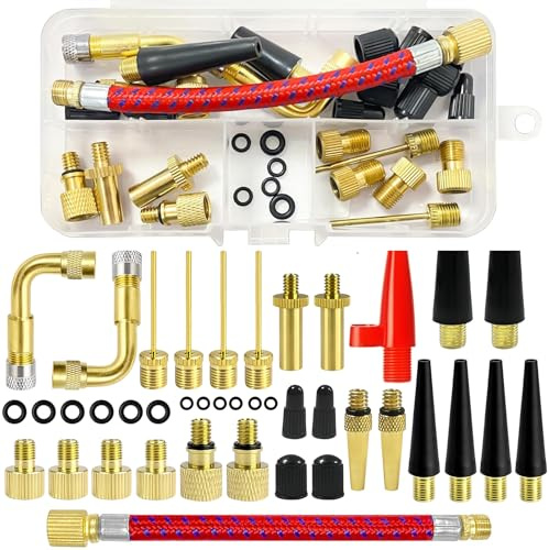 Fahrrad Ventile Adapter Französisches Ventil - 40PCS Universal Fahrradventil Adapter Set, Ballnadel, Aufsatz für Kompressor und Luftpumpe, inkl Sortierbox und Ballnadel