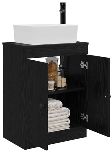vidaXL Badkamermeubel met Wasbak Zwart 54 x 35 x 83 cm Bewerkt hout