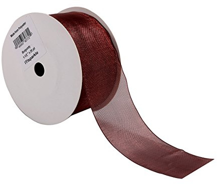 ITIsparkle 38 cm (11/2 tum) organza-band 25 yards-rulle, vinröd