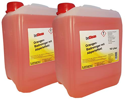 Bemango Badreiniger mit Abperleffekt und Orangenduft, 2 x 10 Liter | Gegen Kalk, Gegen Seifenreste, Gegen Fett und Urinstein, Für alle Oberflächen im Nassbereich, Streifenfrei