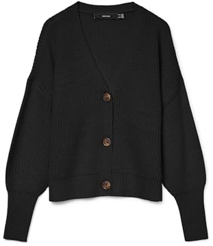 VERO MODA Dam Vmlea Ls V-hals Cuff Cardigan Noos kofta, svart, S