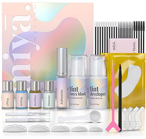 MIYA LASH All in 1 Eyelash and Eyebrow Lift Kit - Lash Lift and Tint, Brow Lamination and Tint, Keratin Lash Perm LVL, Beginner Friendly, All Tools Included