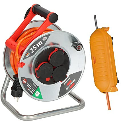 Brennenstuhl Garant S V2 IP44 Kabeltrommel (25m Kabel in orange, Made in Germany, IP44) und Brennenstuhl Safe-Box Big IP44 (Schutzbox für Verlängerungskabel)