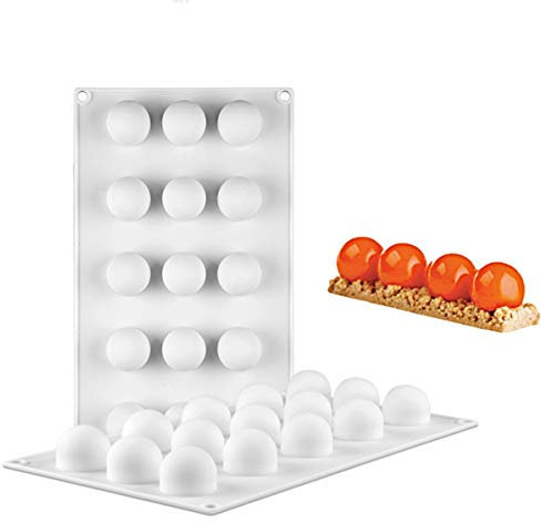 Molde de Bolas de Chocolate de 3 cm, Molde de Silicona Mini Esfera 15 Cavidades para Mousse, Trufas, Gelatina, Hornear, Moldes de Tulipa, Caramelos, Molde Antiadherente para Decoración de Pasteles