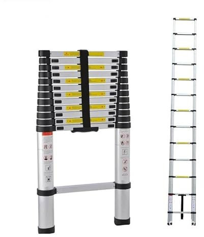Échelle télescopique en aluminium de 2,6 m - Antidérapante - Extensible - Avec 9 échelons - Facile à transporter - Charge maximale de 150 kg