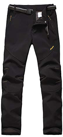 HYSENM Pantaloni Uomo Antivento Pantaloni All'aperto Joggers Pantaloni In Pile Impermeabile Softshell Trekking Campeggio Escursionismo Autunno, Black, XL