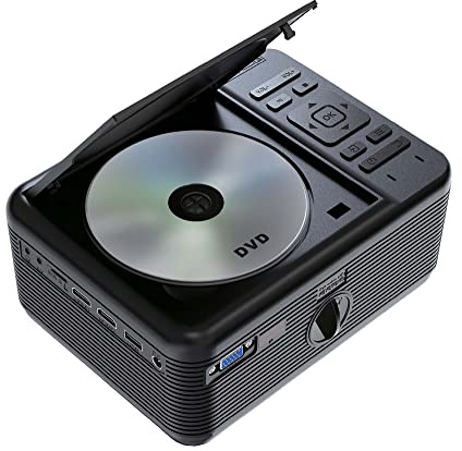 RCA DVD PROJECTOR WITH SPEAKER BUILT IN - Mini Portable Projector with Bluetooth - Indoor/Outdoor Projector and Screen Package - HDMI/AV/VGA/Micro SD Compatible - Quiet Fan System - 1920x1080 Res