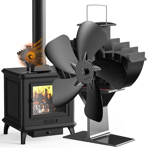 The Three Musketeers Kaminventilator groß, Doppel Chip Kaminventilator Ofenventilator ohne strom, 4 Blättern Leiser großer Kamin Ventilator für Holz/Brennholz/Feuerstelle/Ofenrohr