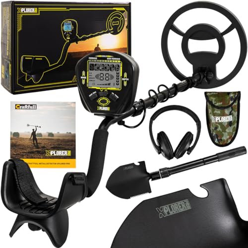 Craftfull Profi Metalldetektor Xplorer Pro | Metallsuchgerät für Erwachsene und Kinder - Pinpointer - Suchspule wasserdicht - Großes LCD Display - Gold Detektor - Metalldetektoren Set (Schwarz)