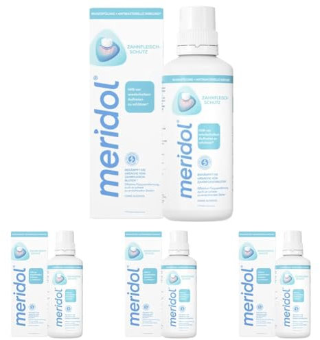 meridol Mundspülung 400ml - antibakterieller Effekt für gesunde Zähne & Zahnfleisch, ohne Alkohol (Packung mit 4)