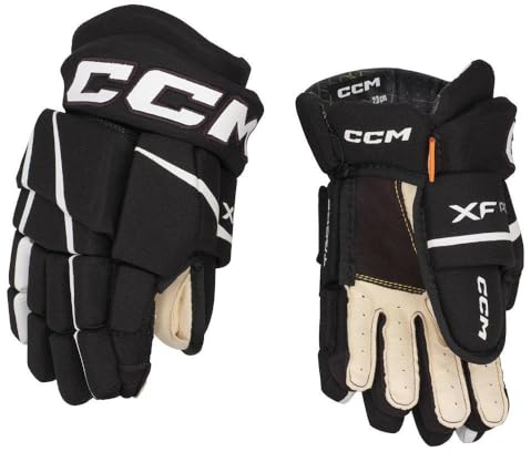 CCM Tacks XF Pro Junior Guantes de hockey sobre hielo (negro/blanco, 12 pulgadas)
