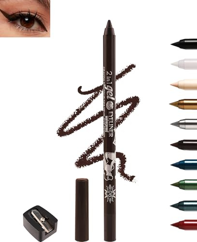 Brauner Gel Eyeliner, Creme Matt Kajalstift Brown Wasserfest Langanhaltend | Wischfest Schnelltrocknende Eyelinerstift mit Anspitzer, Leicht Aufzutragen, Hochpigmentiert Make Up für Empfindliche Augen