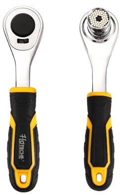 Hoteche Universal-Ratschenschlüssel 7-19mm, Aluminiumlegierung & CRV, vielseitige Steckschlüssel mit ergonomischem PP+TPR Griff, ideal für Autoindustrie, Heimwerker, Bau und mehr