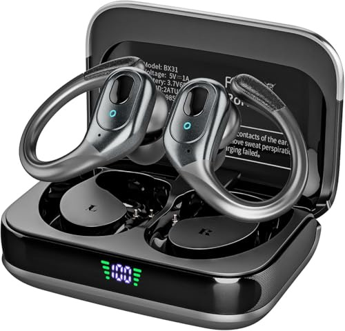 sajawass Écouteurs sans fil intra-auriculaires Bluetooth 5.3 pour la course à pied, étanches IP7, 75 heures de lecture, compatibles iOS/Android