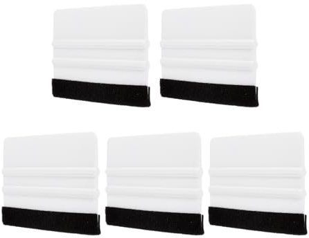 sourcing map 5pcs Vinyl Squeegee, Felt Edge Vinyl Wrap Decal Squeegee Tool, 4-Inch Car Vinyl Film Scraper Plastic Squeegee for Car Wrap, Sign Making, Window, White, Rectangle