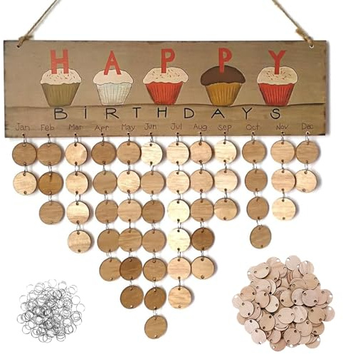 Calendrier Anniversaire, Calendrier Anniversaire Bois, Calendrier en Bois à Faire Soi-Même, Calendrier Perpetuel Anniversaire, Pour la Décoration de Maison, Plaque de Rappel de Fête D'anniversaire