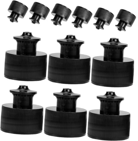 DONFAMDS 12 Stück Flaschenverschluss Für Mineralwasser Wasserflaschenverschluss Push-Flaschen-Abdeckung Verdrehte Flaschenverschlüsse Wasserflaschendeckel Handziehkappe Black Sport
