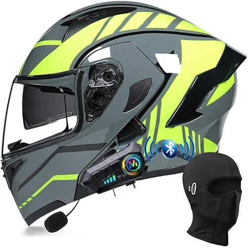 Caimcie Casco da Moto modulare Bluetooth, Casco Integrale apribile con Doppia Visiera, con Doppio Altoparlante e Microfono, omologato DOT/ECE, per Adulti, Uomini e Donne, Taglia M~XXL B,M=57-58cm