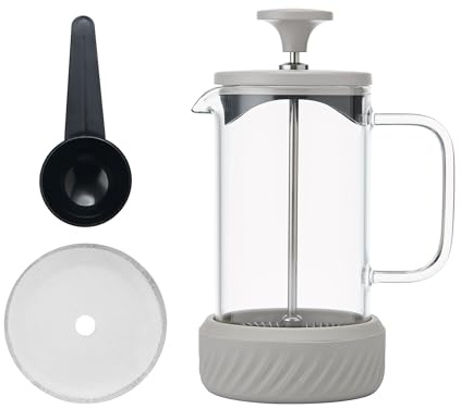 La Cafetière 'Zero' 3 Cup Cafetiere, Latte Coloured Stainless Steel No Mess French Press with Borosilicate Glass Beaker, Removable Base for Grounds Disposal, Gift Boxed, 350ml
