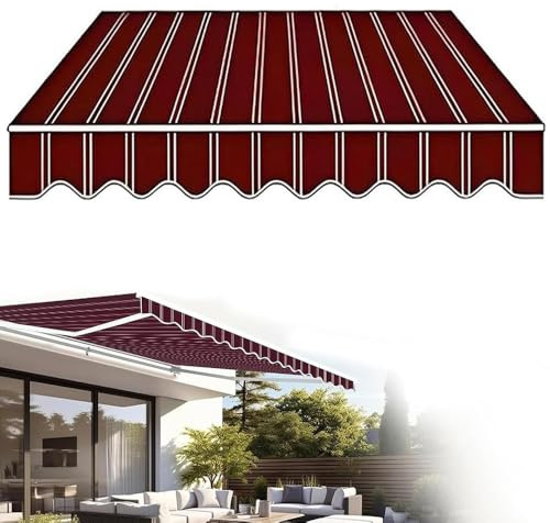 ZYXQQJ Markise Ersatzstoff Einziehbarer Terrassen Markisenstoff Klemmmarkise Markisentuch Markisenbespannung Canvas Ersatzteile 2.45m 2.5m 3.5m 4m 5m 6m(Burgundy,2x1.5m/6.5x5ft)