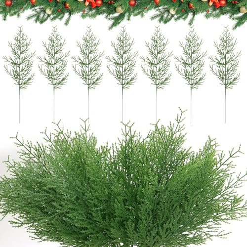 UGBO Künstliche Tannenzweige Weihnachten Kiefernzweigen Zweige Deko Kunstzweige Tannennadeln Kunsttanne Für Adventskranz Weihnachtsbaum Tischdeko Weihnachtsdeko & DIY Basteln 40 Stück (still 2)