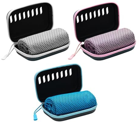 Qianly 3 Stück Sporthandtuch Yogatuch Wanderhandtuch Funktionstuch Aus Umweltfreundlichem Material Weich Und Angenehm mit Hülle für Outdoor Reisen Und Sport, Grau Rosa Blau