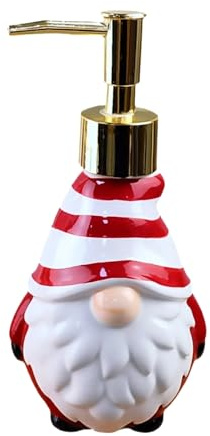 Keramik Seifenspender mit 3D Weihnachtsmann Design, 18.5cm Nachfüllbarer Seifenspender in Rot-Weiß, Festliche Deko für Badezimmer & Küche