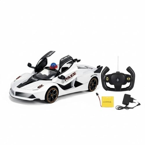 MIXEL Remote Control Police Sports Car, promotes hand-eye coordination, fine motor skills, LED lights, Sounds, smooth remote operation, Rechargeable battery, USB Cable, Imaginative Play