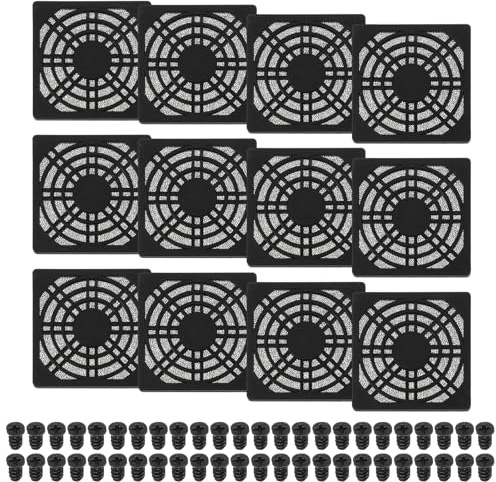 PATIKIL 70mm Fan Filter Grill, 12 Pcs Plastic Ventilation Dustproof Grill Covers Cooling Ventilator with Screws for Industry Workshop Computer Case Refrigerators Air Conditioning, Black
