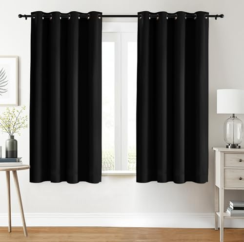 Utopia Bedding Tende Oscuranti Per Interni 2 pezzi (117x137 cm, Nero), Tende Termiche Isolanti per interni Per Camera Da Letto e Soggiorno