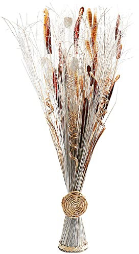 Kobolo Deko-Bündel -Kunstblumen Trockenblumen und Naturfasern- weiß braun - 100 cm - one Size -