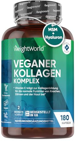 Vegan Collagen Supplements for Women & Men - 2 Months Supply - Plant-Based Vegan Collagen Capsules with Hyaluronic Acid, Vitamin E & VIT C - Vegetarian Collagen