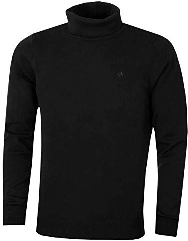 Calvin Klein Uomo CK Maglione Durevole a Costine con Collo Alto - Nero - M