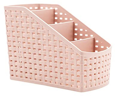 Fai Top Aufbewahrungskorb, Kosmetik Box, Organizer, Kunststoff, Aufbewahrungsbox für Schreibtisch, Büro, Schlafzimmer, Arbeitsplatte, Zuhause, Plastik, Rose, 4 Grid