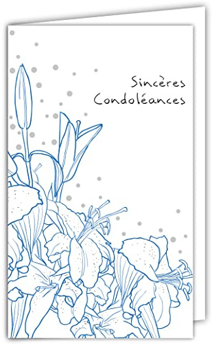 Afie Carte Sincères Condoléances petit format Gris Décès Deuil Paysage Paisible Soleil Couchant fleurs mains Paix Eau Lac Herbe Graminée Fabriqué en France