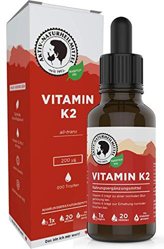 AKTIV NATURHEILMITTEL Vitamin K2 MK7 (100% all-trans) | 20ml | Hochdosiert 40μq pro Tropfen | Hohe Bioverfügbarkeit