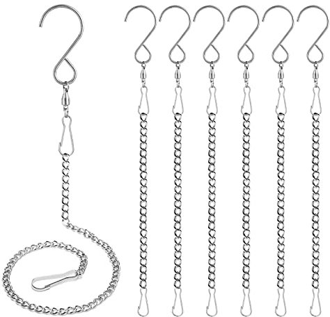 Tsocent Ganci girevoli, confezione da 6 ganci girevoli da appendere a 360° con catena estesa da 32,8 cm, per girandole a vento, campane a vento, calze a vento e tornitori di cristallo (confezione da 6