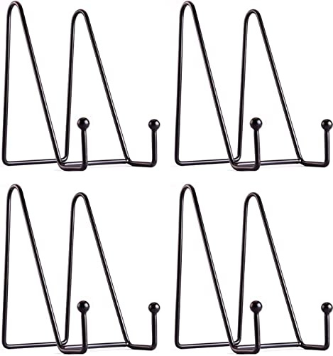 MCHERRY Lot de 4 présentoirs de 15,2 cm pour assiettes et photos – Chevalet en fer noir – Supports de présentation en métal pour photos, images, assiettes décoratives et art de table