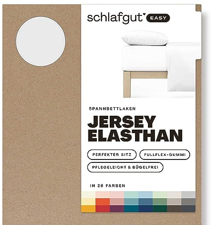 Schlafgut Easy Jersey Elasthan Spannbettlaken 120x200 bis 130x220 Full-White, Spannbetttuch aus superweicher Baumwolle mit Elasthan