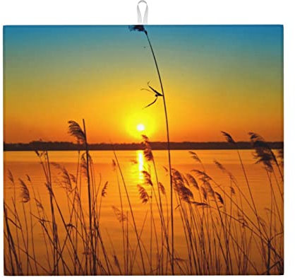 Reeds by the river Printed Drying Mat For Kitchen Counter Dishes Drainer Mats Absorbent Microfibe Heat Resistant Mat - 16 X 18'', Easy Cleaning