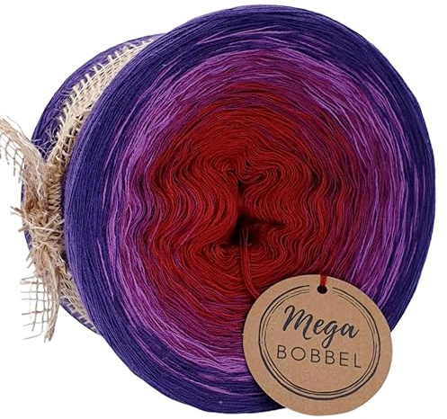 MegaBobbel*Leidenschaft*A23*Farbverlaufsgarn - Lace Garn Bobbel Wolle zum Häkeln & Stricken (4fädig-ca.1000m / Außenfarbe: Lila)