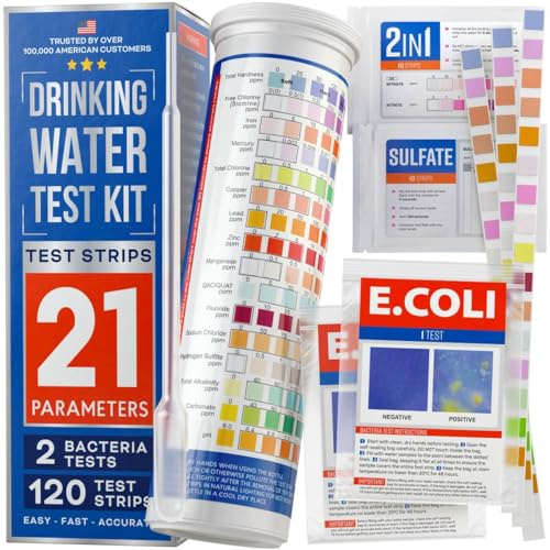 ZLYSYCM 2023 All-New 20-in-1 Trinkwasser-Testing-Set, 120 Streifen – Home Tap und Well Water Test Kit für Hardness, Blei, Eisen, Copper, Chlorin, Fluorid und mehr