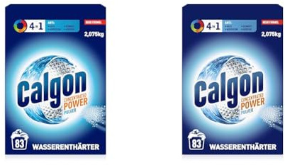 Calgon 4-in-1 Power Pulver – Wasserenthärter gegen Kalkablagerungen, Schmutz und Korrosion in der Waschmaschine – Beugt unangenehmen Gerüchen vor – 1 x 2,075 kg (Packung mit 2)