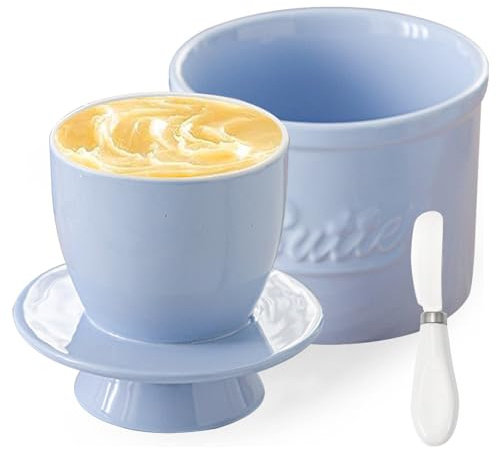 Mantequillera Francesa Con Tapa, Mantequera Francesa Con Cuchillo, Mantequera de Cerámica, Mantequilla Agua Refrigerado, Butter Dish para Guardar Mantequilla Fresca, Untar Mantequilla